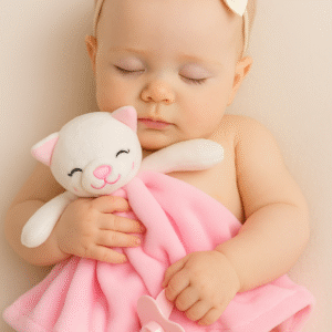 Naninha Gatinha Rosa com Prendedor de Chupeta Loani Baby & Kids