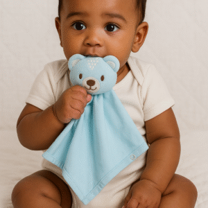 Naninha Ursinho Azul com Suporte para Prendedor de Chupeta – Everly