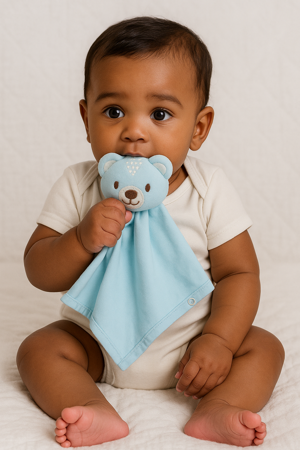 Naninha Ursinho Azul com Suporte para Prendedor de Chupeta – Everly