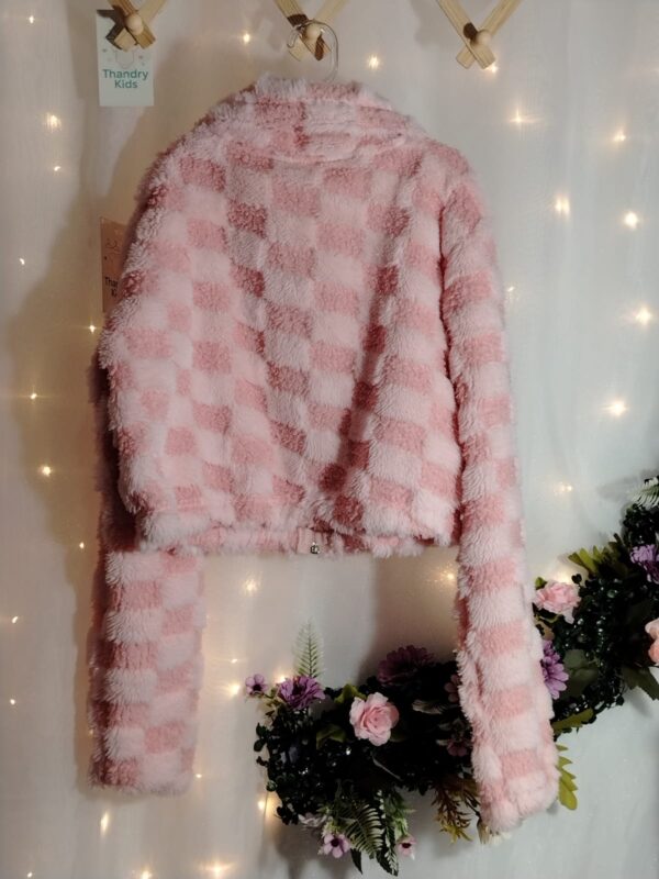 Jaqueta Infantil Plush Xadrez Rosa – Malhas Isensee - Imagem 2
