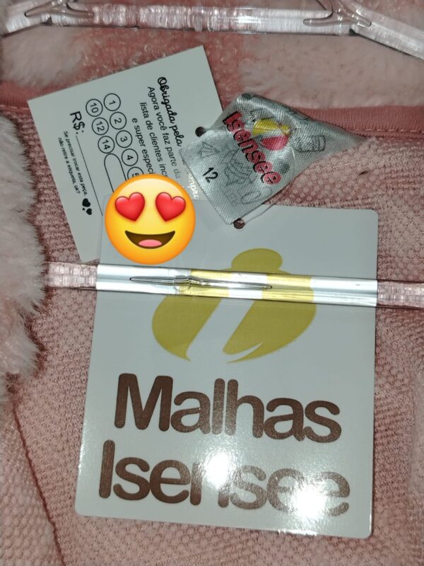 Jaqueta Infantil Plush Xadrez Rosa – Malhas Isensee - Imagem 5