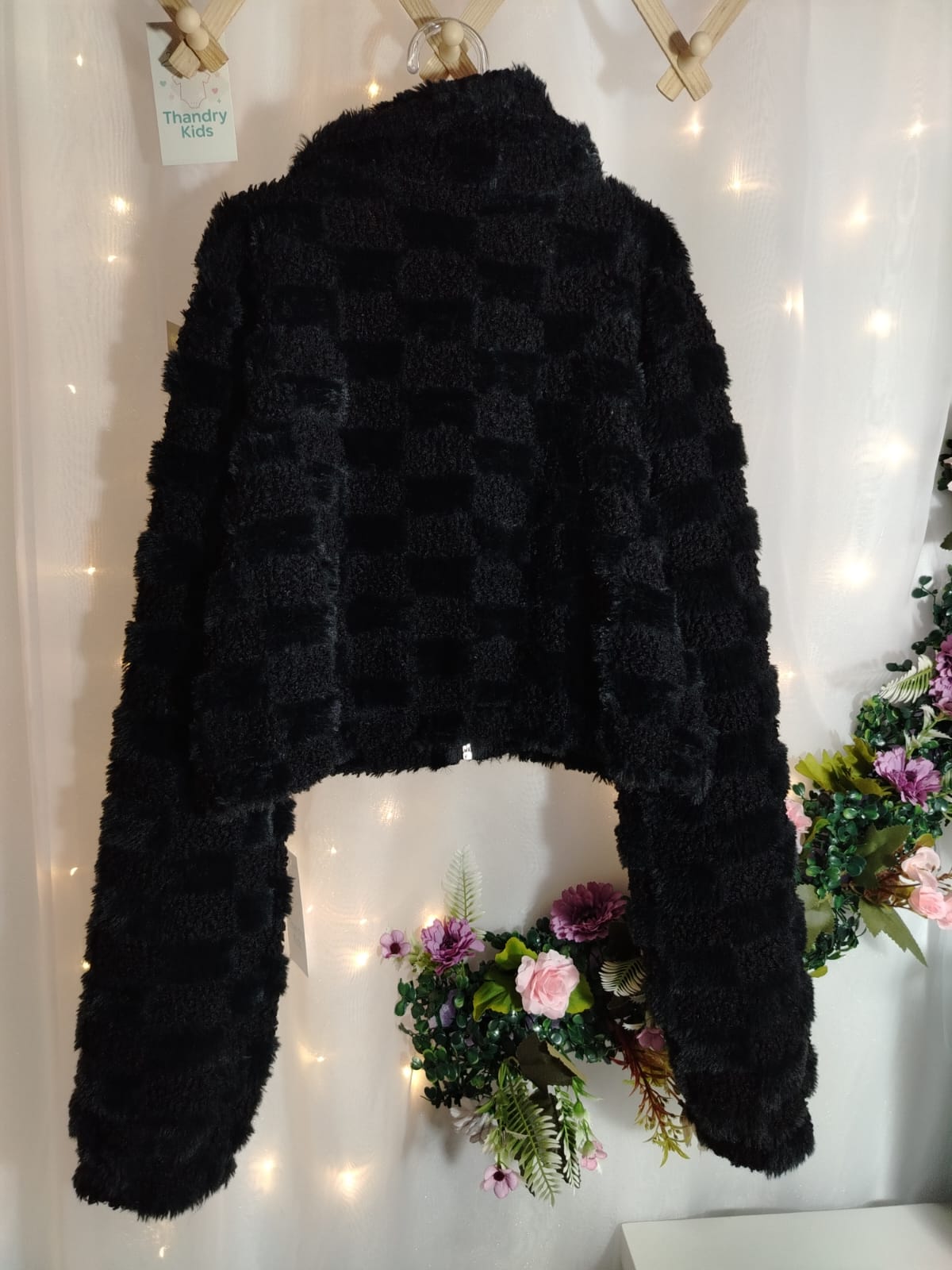 Jaqueta Infantil Plush Xadrez preto – Malhas Isensee - Imagem 3