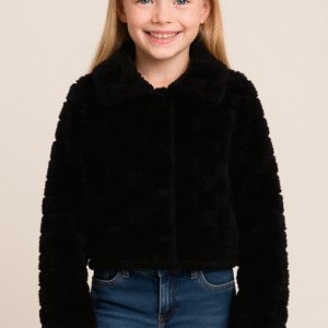 Jaqueta Infantil Plush Xadrez preto – Malhas Isensee
