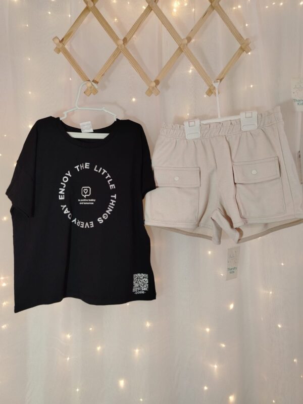 CONJ MC FEM JUV SHORTS CARGO 10 AO 16 REF251949 TAMANHO 10 preto - Imagem 4