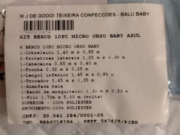 Kit Berço 10 Peças Urso Baby Azul – Balu Baby (Padrão Americano) - Imagem 4