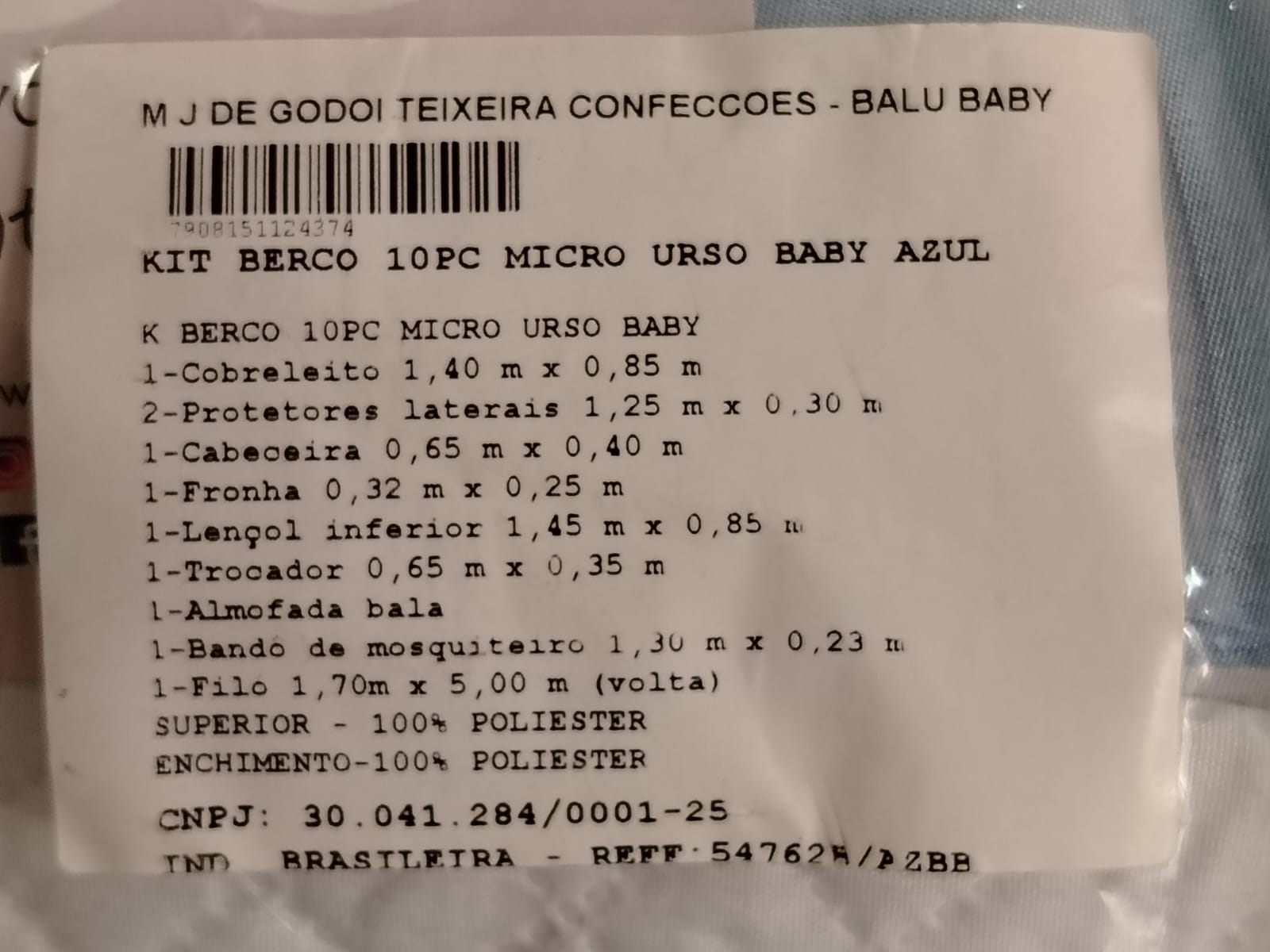 Kit Berço 10 Peças Urso Baby Azul – Balu Baby (Padrão Americano) - Imagem 4