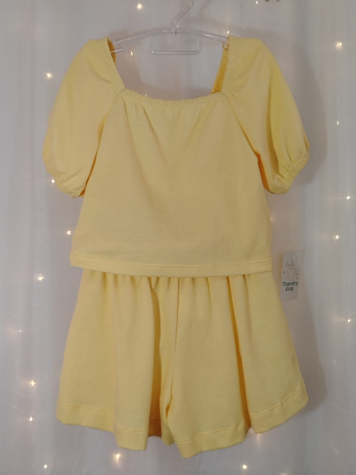 Conjunto Feminino Amarelo Maracujá com Blusa Ciganinha e Short –00255 Tamanho 10 - Imagem 3
