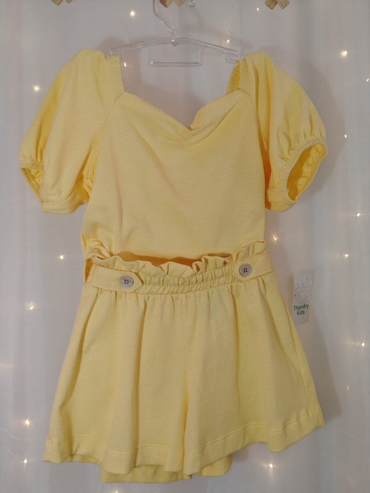 Conjunto Feminino Amarelo Maracujá com Blusa Ciganinha e Short –00255 Tamanho 10 - Imagem 2