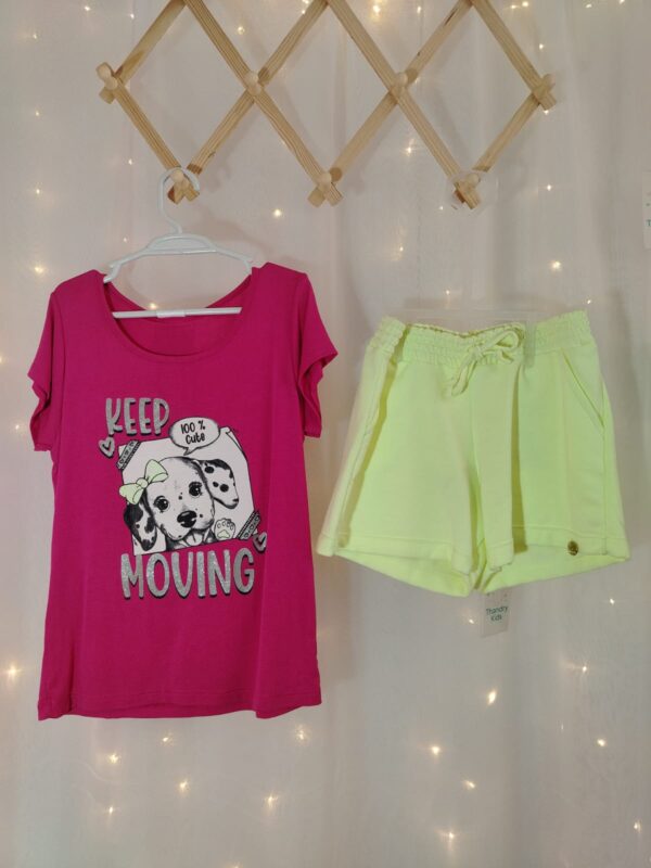 Conjunto Feminino LUNEDI Keep Moving Pink e Amarelo –  09840107 Tamanho 10 - Imagem 2
