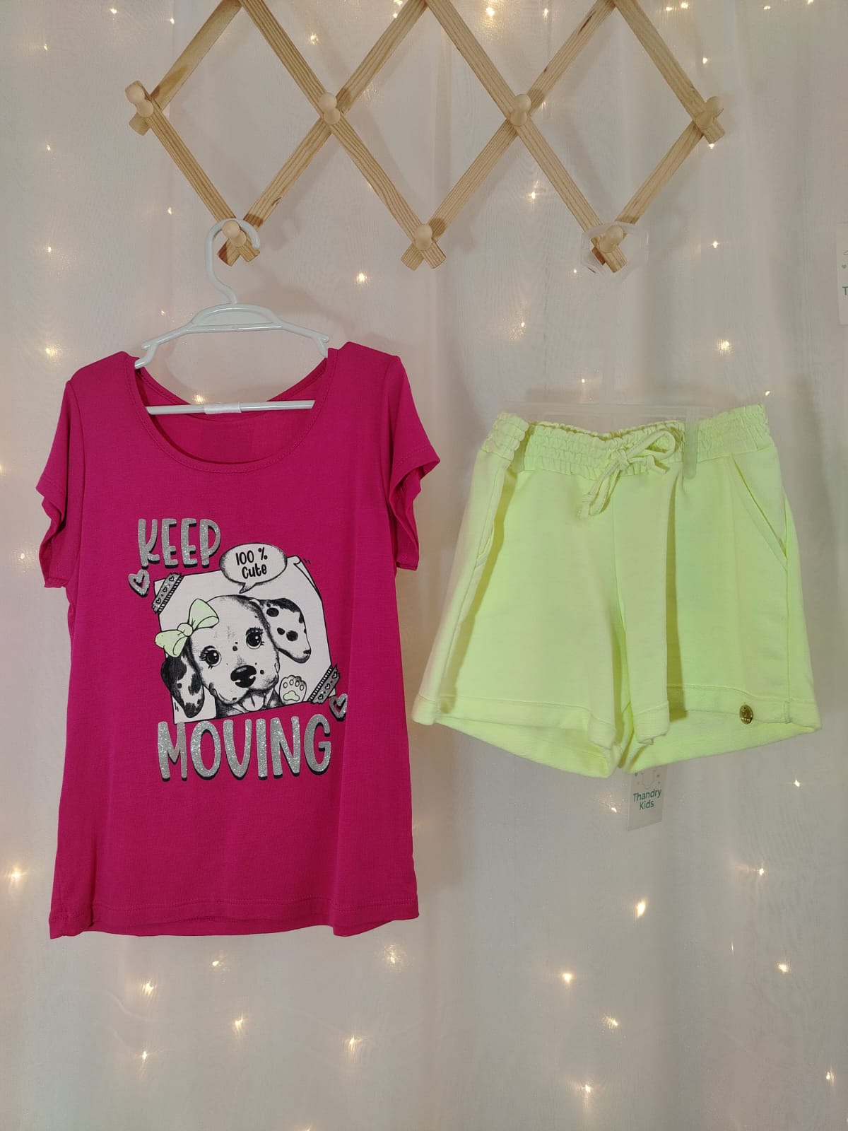 Conjunto Feminino LUNEDI Keep Moving Pink e Amarelo –  09840107 Tamanho 10 - Imagem 2