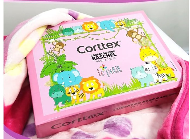Cobertor Bebê Raschel Le Petit Corttex Gatinha Rosa - Imagem 2