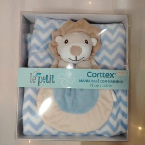Manta Bebê com Naninha Le Petit Corttex Leão Azul