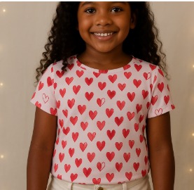 Blusa Menina Corações Vermelhos –9842501 Tamanho 10