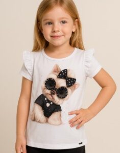 BLUSA MC FEM INF ESTAMPA BRILHO 4 AO 10 REF46586