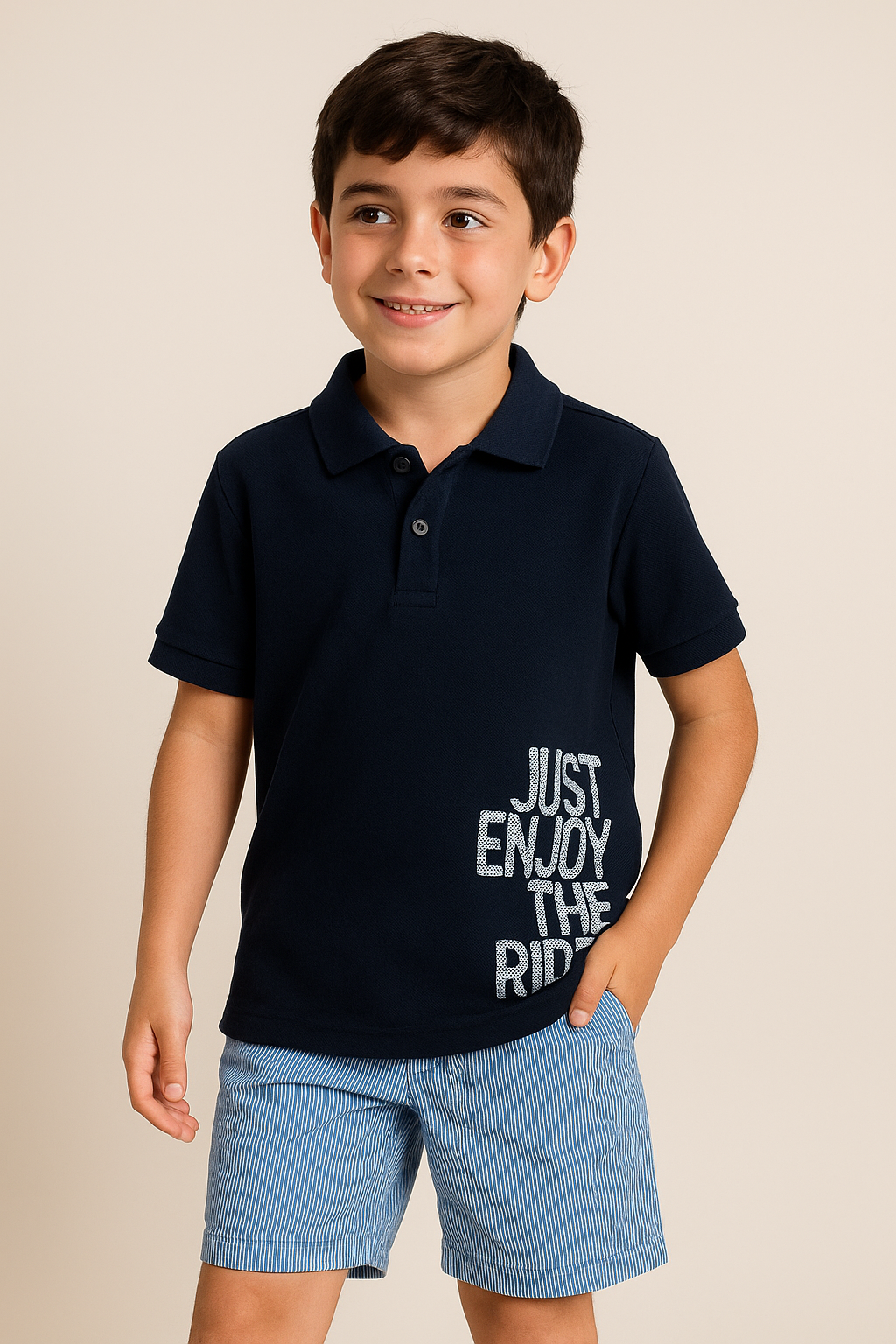 Conjunto Menino Polo Marinho Just Enjoy the Ride 00219 Tam. 8