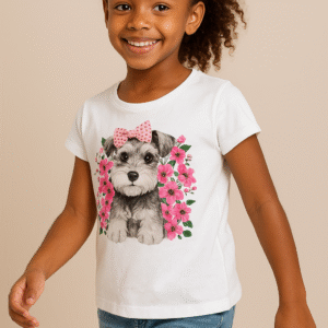 BLUSA FEM MC INF CACHORRINHA FLOR REF1000685 TAMANHO 6