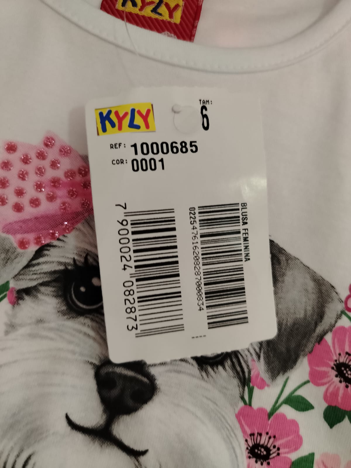 BLUSA FEM MC INF CACHORRINHA FLOR REF1000685 TAMANHO 6 - Imagem 4