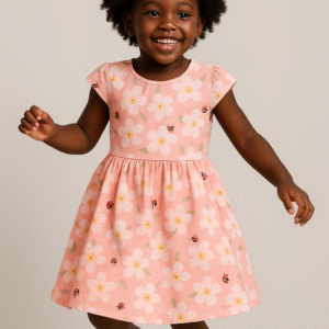 Vestido Menina Rosa Floral com Abertura Posterior 09900201 Tamanho 4