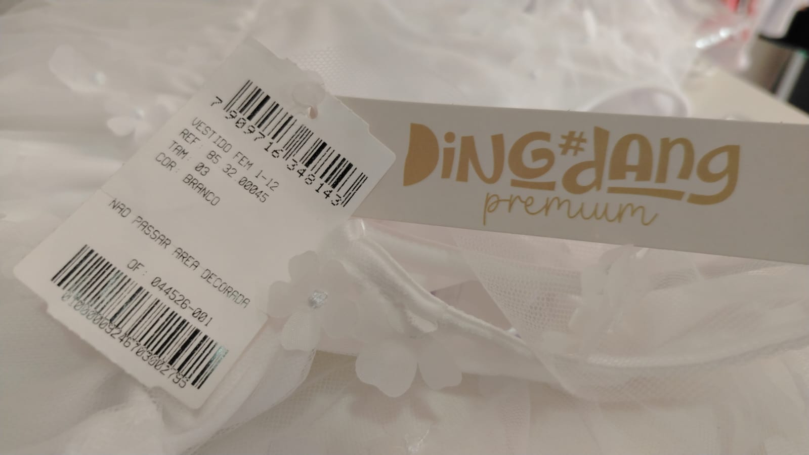 Vestido Menina 3 anos– Branco Florzinhas 3D Ding Dang Premium 853200045 - Imagem 4