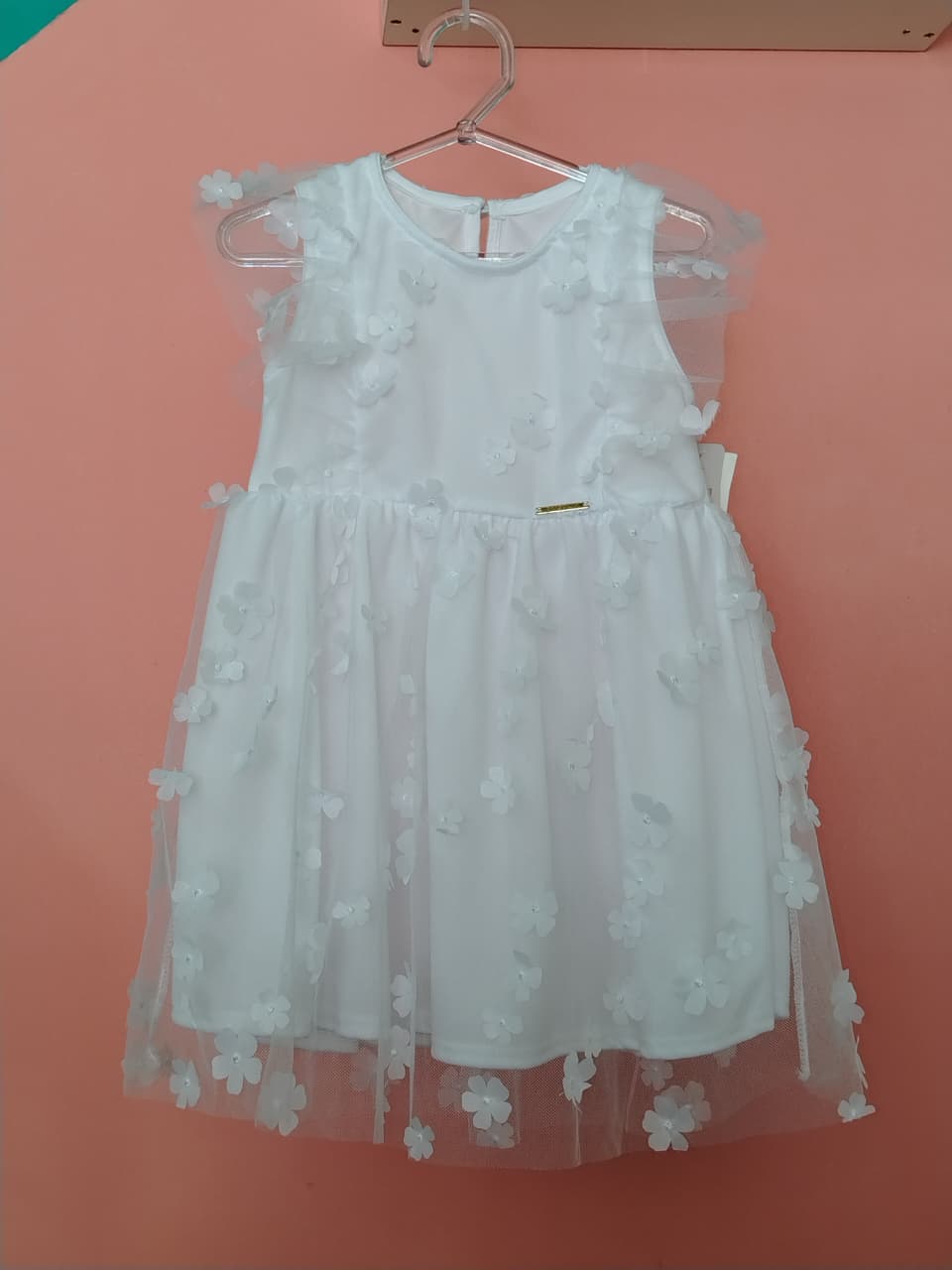 Vestido Menina 3 anos– Branco Florzinhas 3D Ding Dang Premium 853200045 - Imagem 3