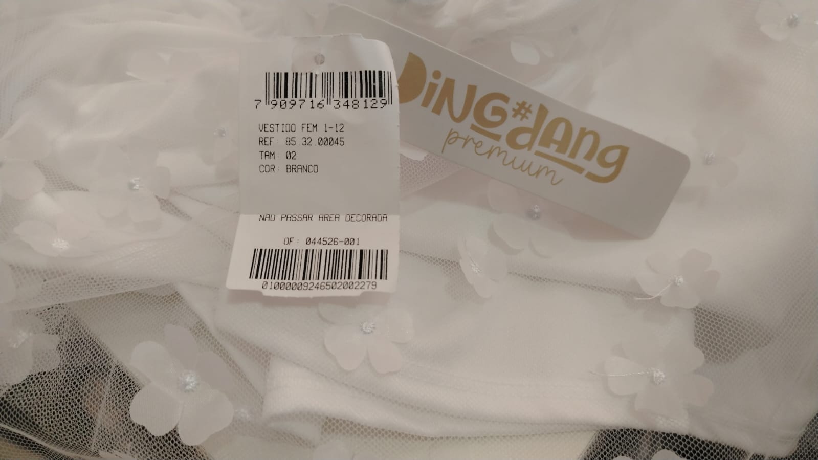 Vestido Menina 2 anos– Branco Florzinhas 3D Ding Dang Premium 853200045 - Imagem 4