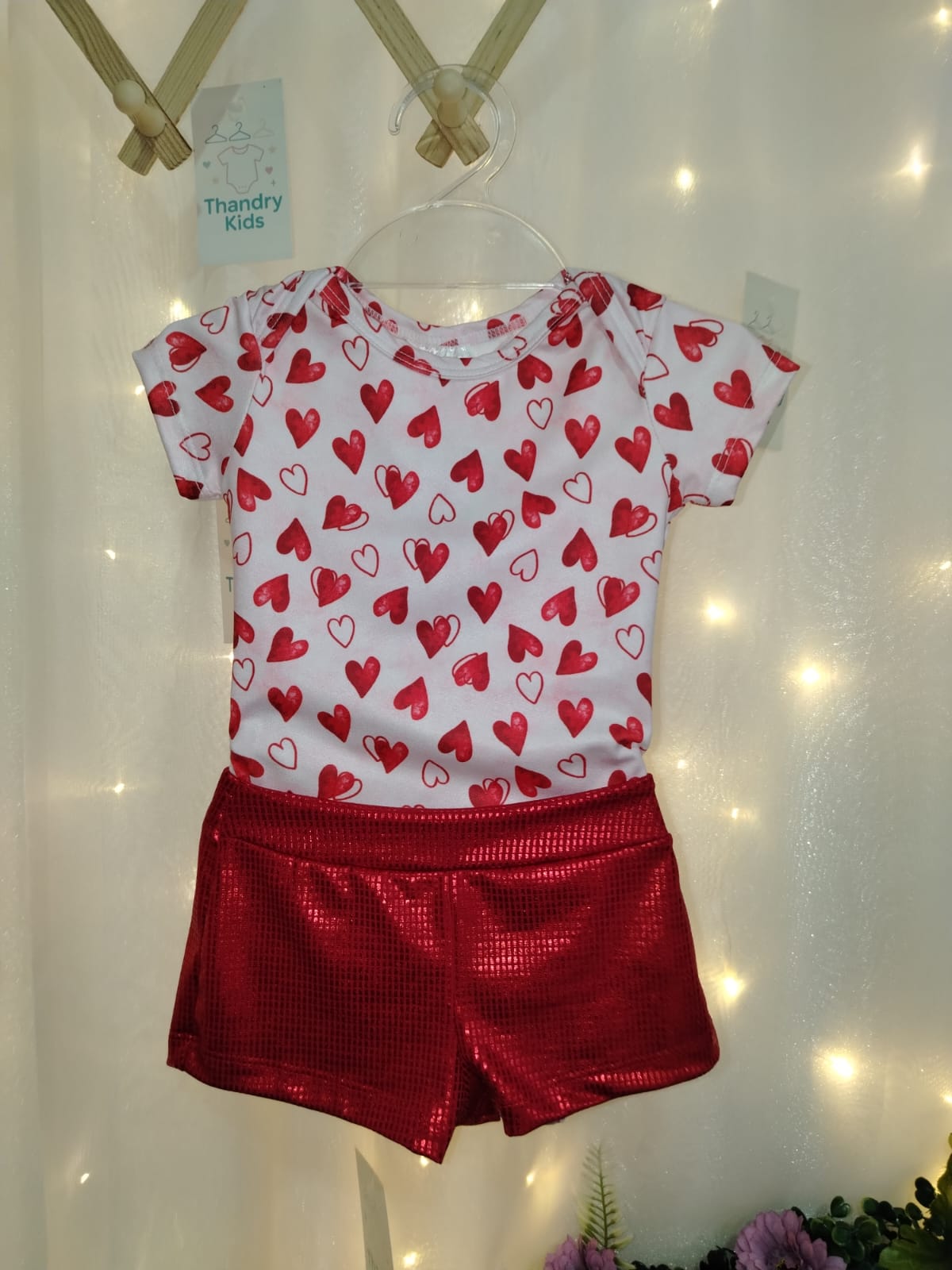 Produto: Conjunto Body + Short Brilhoso Vermelho - Imagem 2