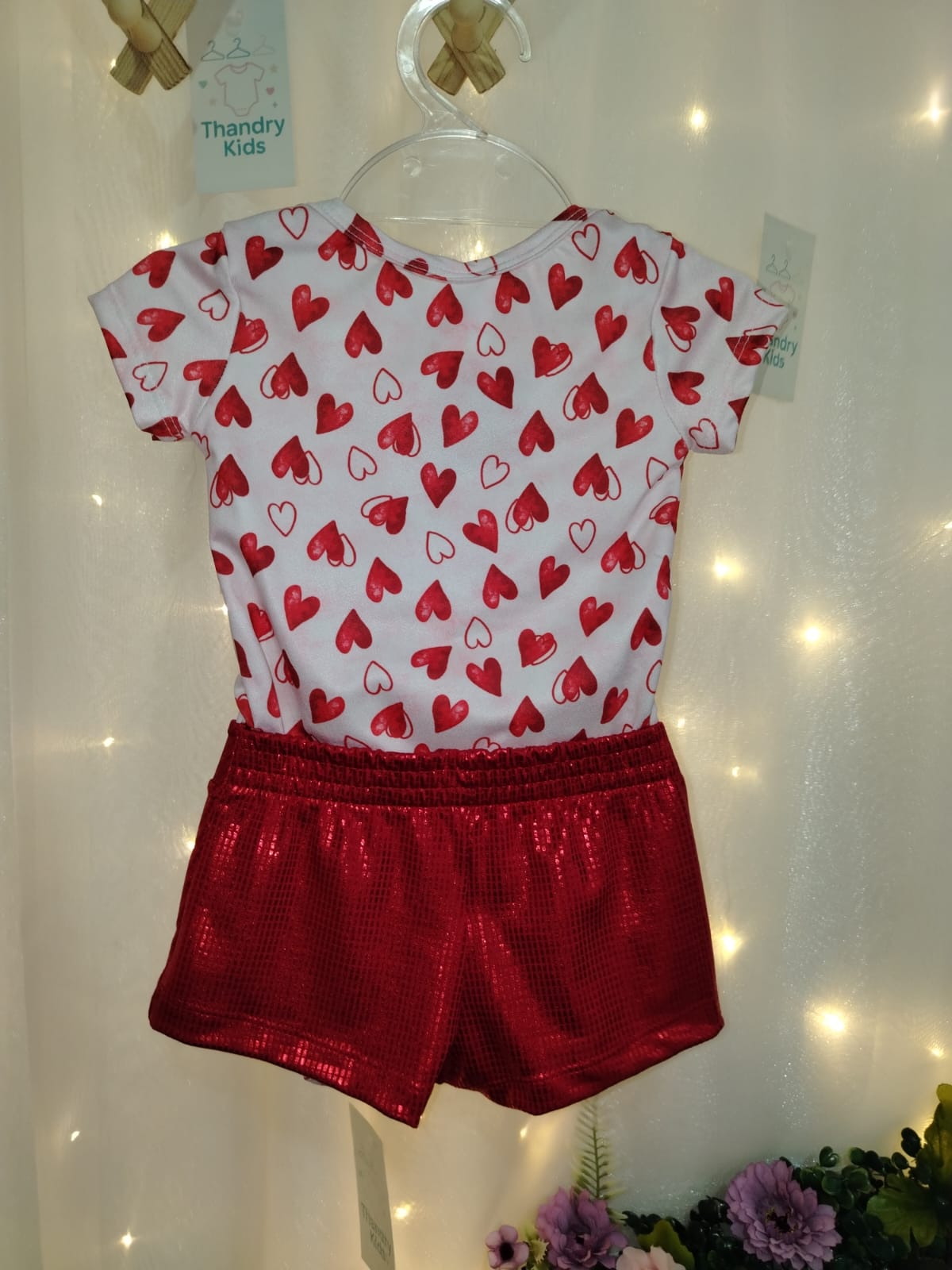 Produto: Conjunto Body + Short Brilhoso Vermelho - Imagem 3