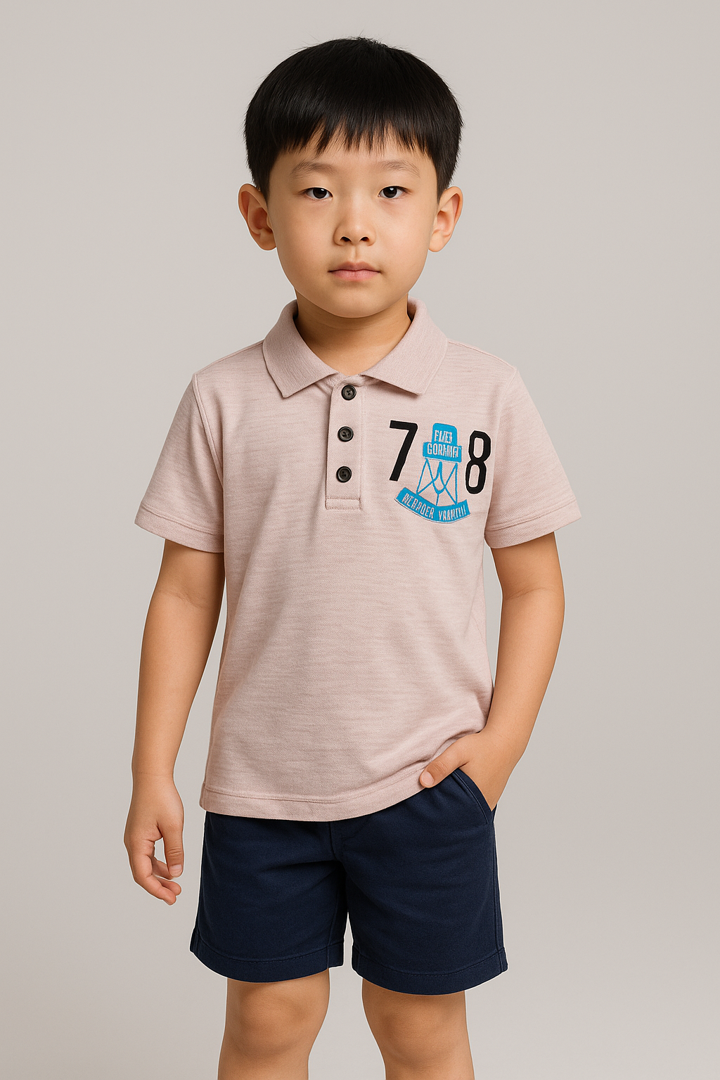 Camisa Polo Menino Rosa Mescla – Kiko & Kika (Ref. 04984)