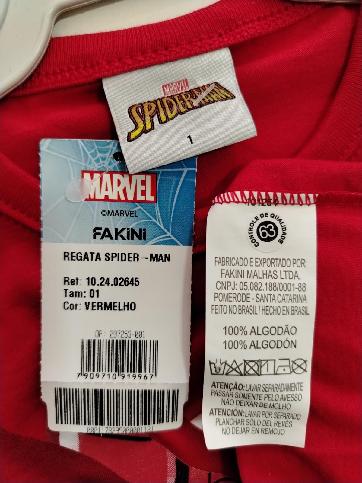 REGATA MASC INF SPIDER MAN 02645 TAMANHO 1 VERMELHO - Imagem 4