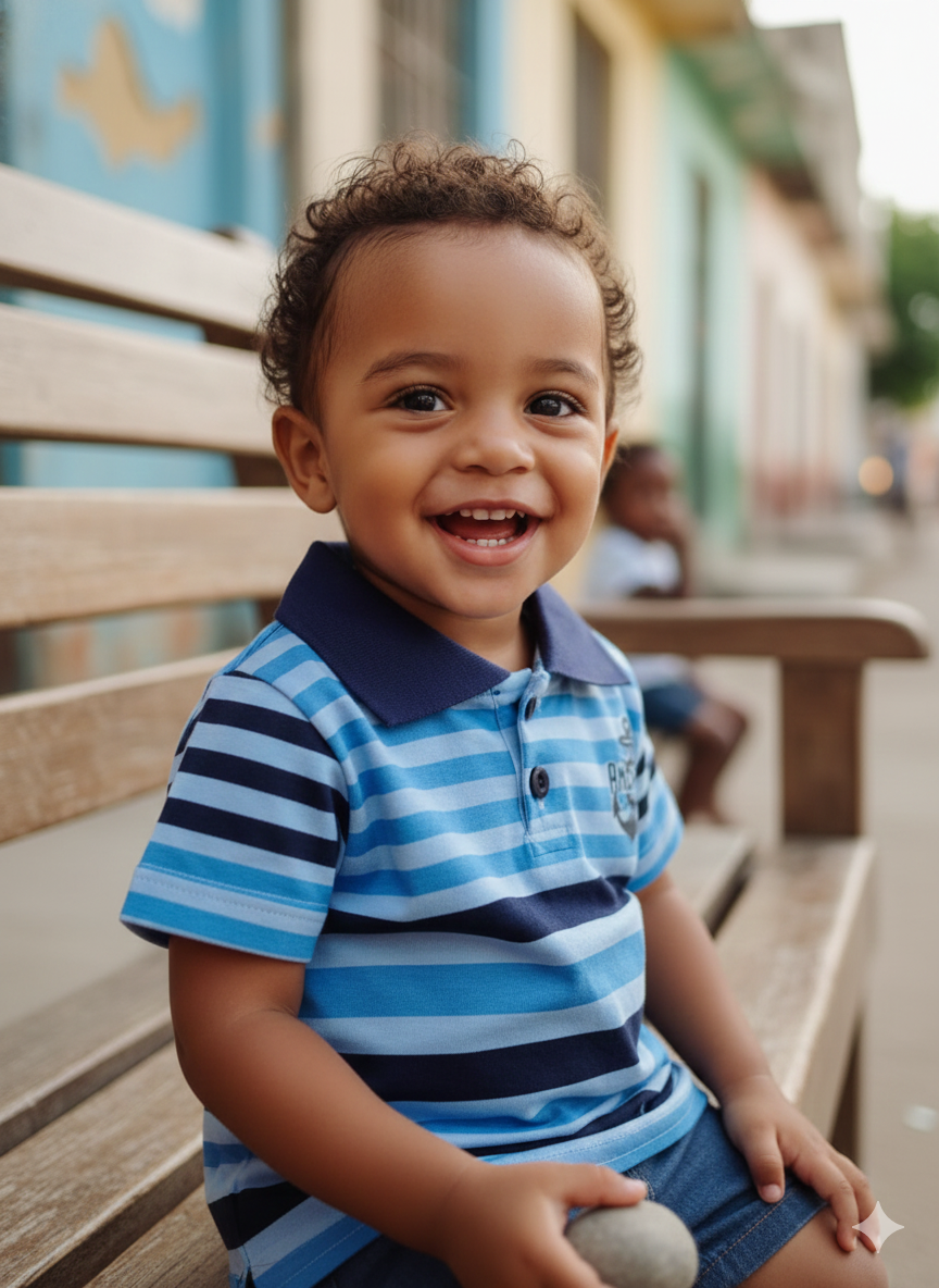 Camisa Polo Menino Listrada Azul –45261 Tamanho 1