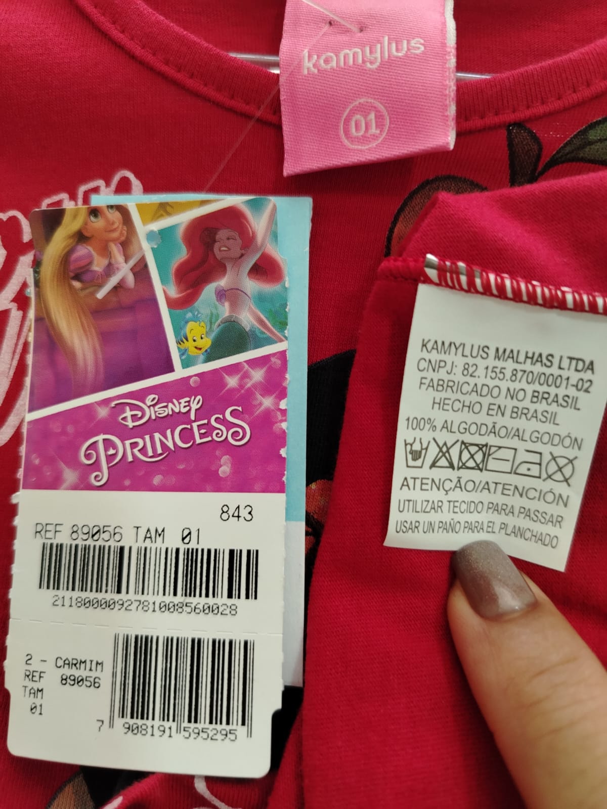 Camiseta Infantil Menina Branca de Neve Vermelha Tamanho 1 – Ref. 89056 - Imagem 4