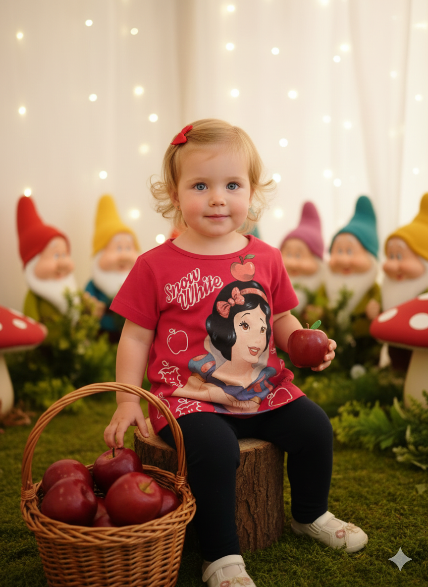 Camiseta Infantil Menina Branca de Neve Vermelha Tamanho 1 – Ref. 89056