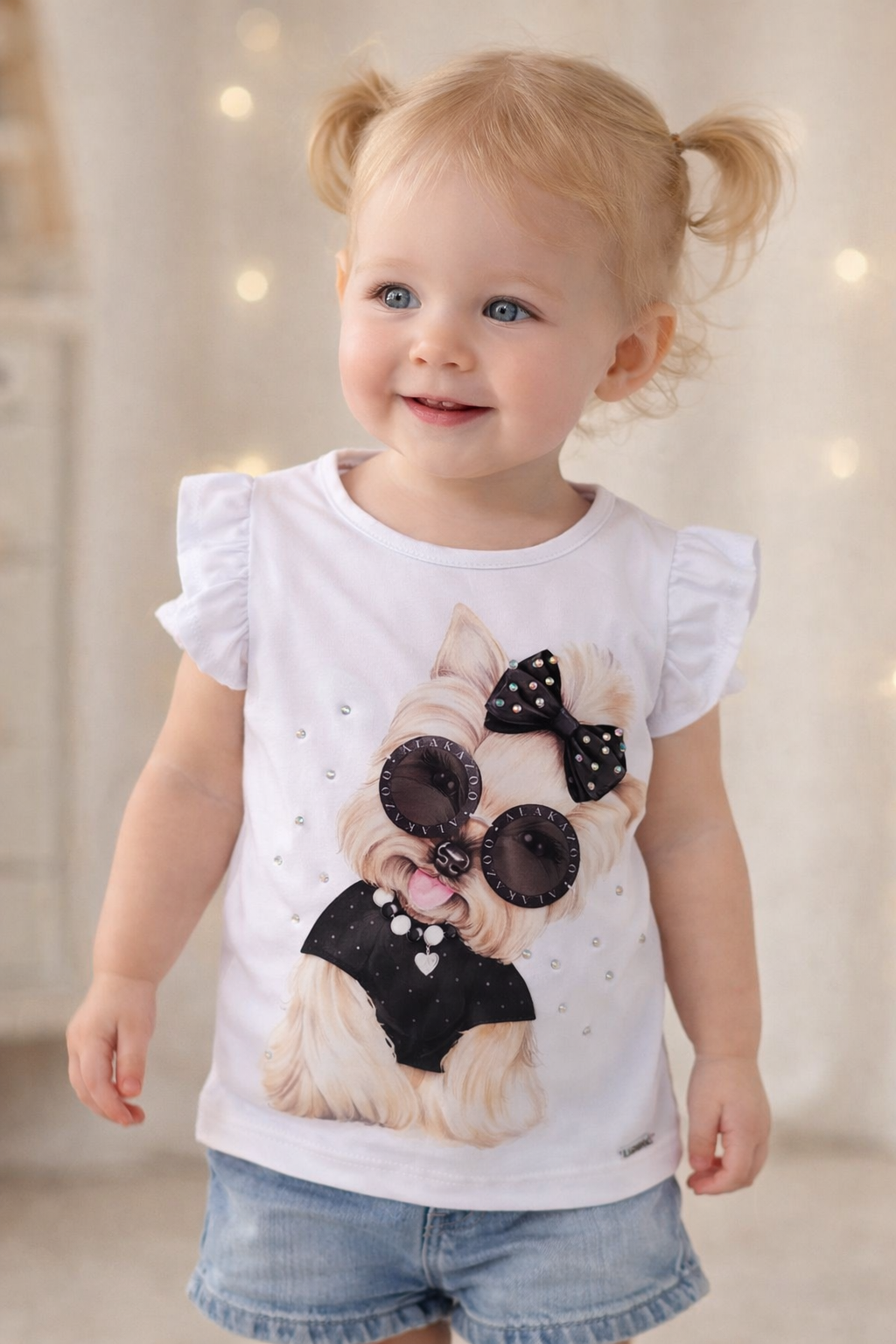 BLUSA MC FEM INF ESTAMPA BRILHO 46586 TAMANHO 1