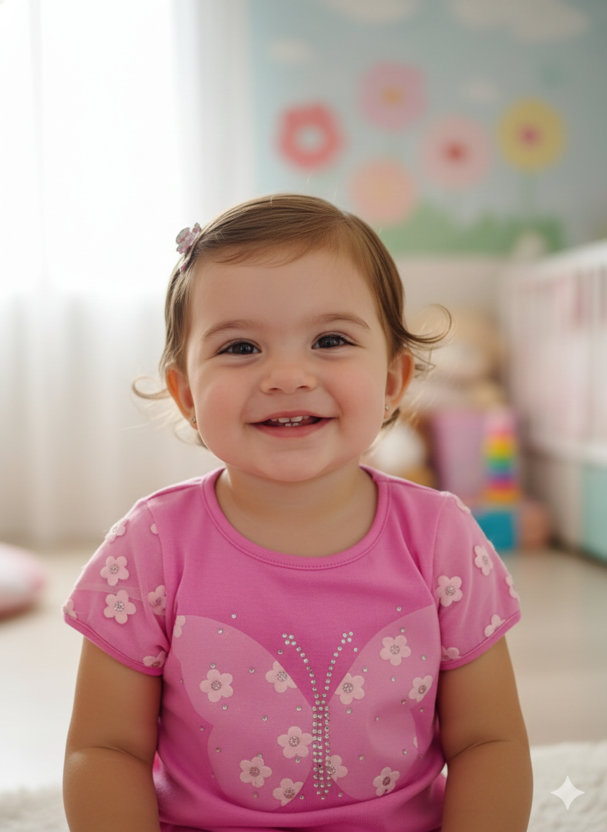 Blusa Menina Rosa Borboleta Flores Ref.09908533 tamanho 1
