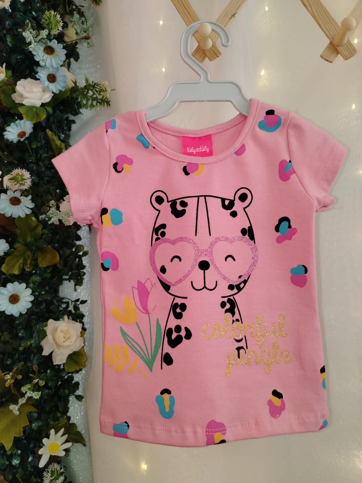 BLUSA MC FEM INF COLORFUL JUNGLE 43393 TAMANHO 1 rosa - Imagem 2