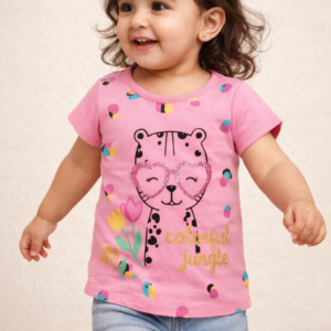 BLUSA MC FEM INF COLORFUL JUNGLE 43393 TAMANHO 1 rosa