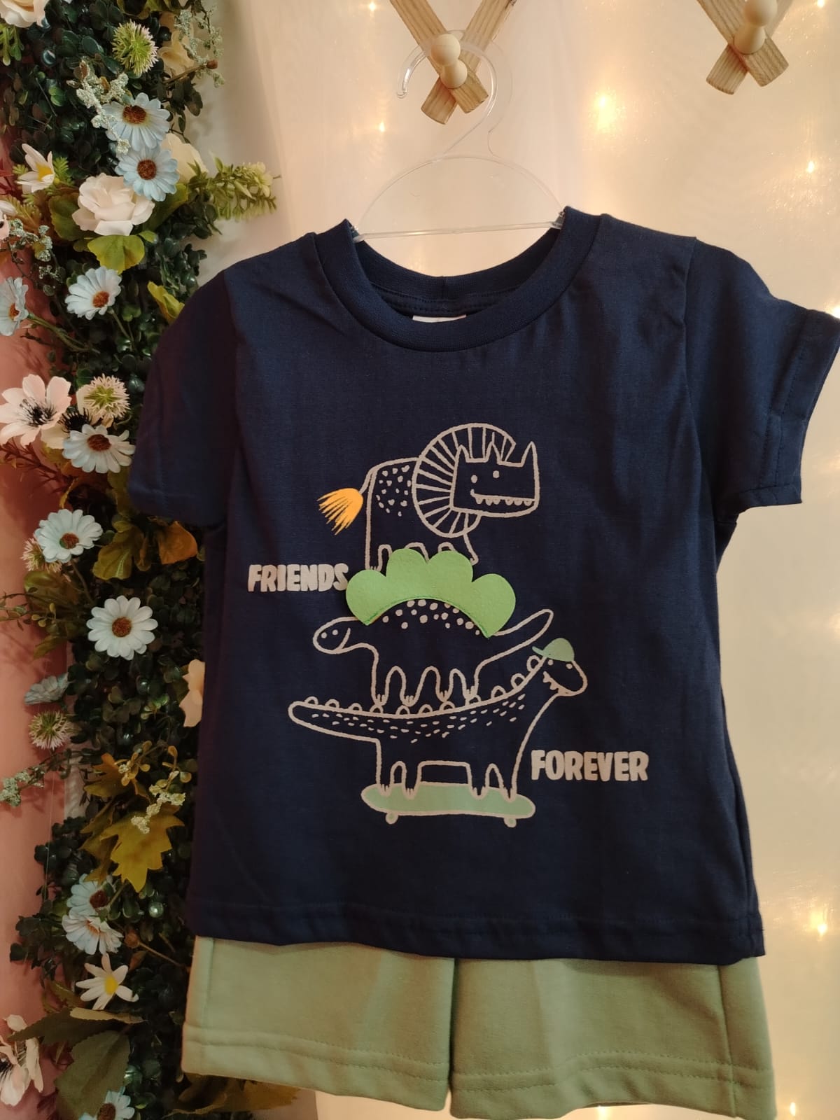 Conjunto Infantil Menino Camiseta e Bermuda Dino – 09905904-TAMANHO 1 - Imagem 3
