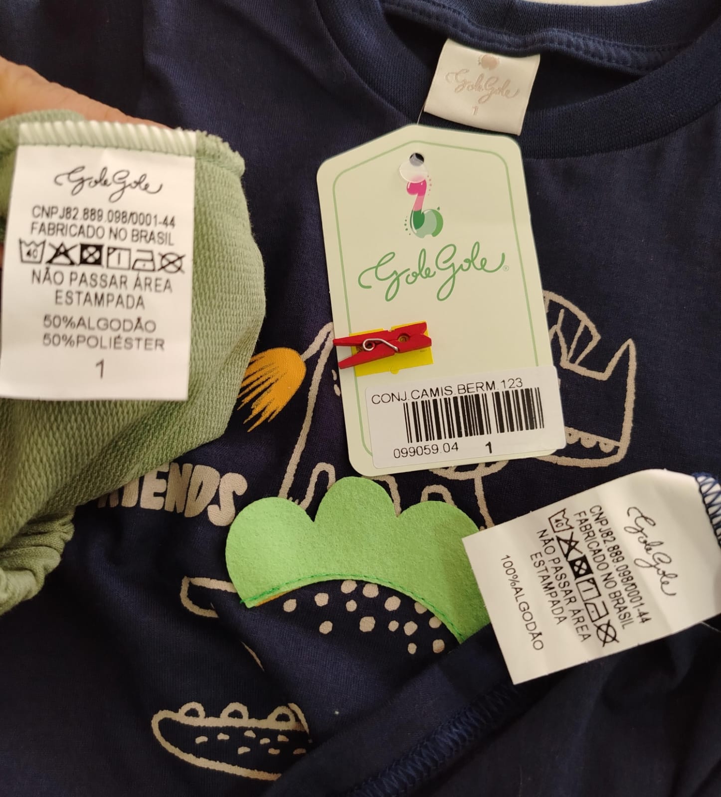 Conjunto Infantil Menino Camiseta e Bermuda Dino – 09905904-TAMANHO 1 - Imagem 5