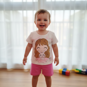 Conjunto Infantil Sweet Friends/Short Rosa 09910023 tamanho1