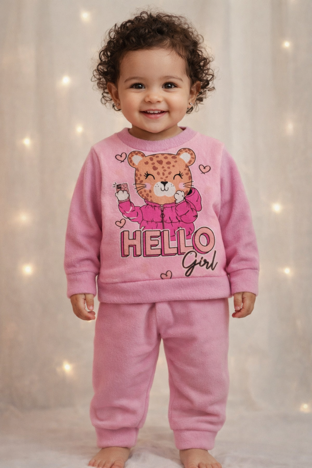 Conjunto Soft Feminino Hello Girl Rosa 2023 tamanho 1