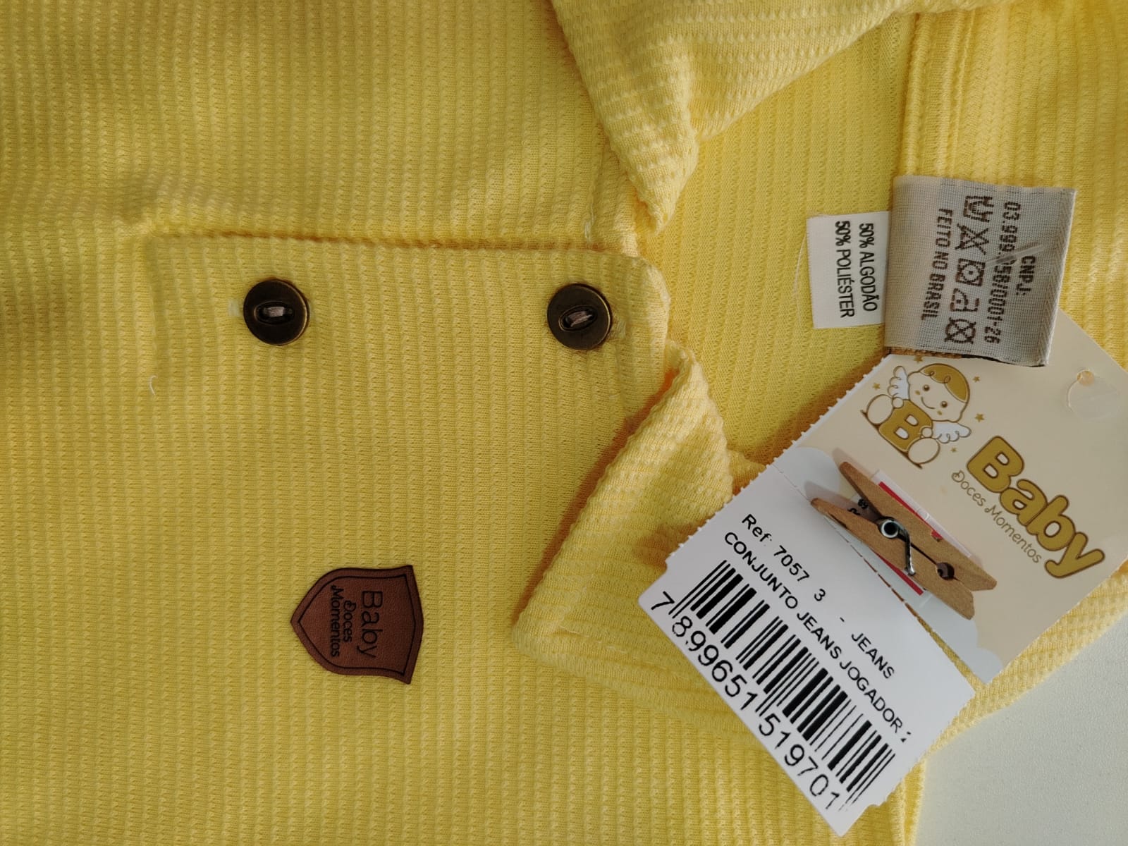 Conjunto Infantil Polo Amarela com Bermuda Jeans Jogger 7057 TAMANHO 3 - Imagem 4