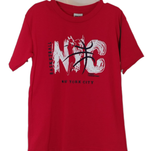 Camiseta Menino Vermelha Meia Malha  41 “NYC Basketball” Tamanho 6
