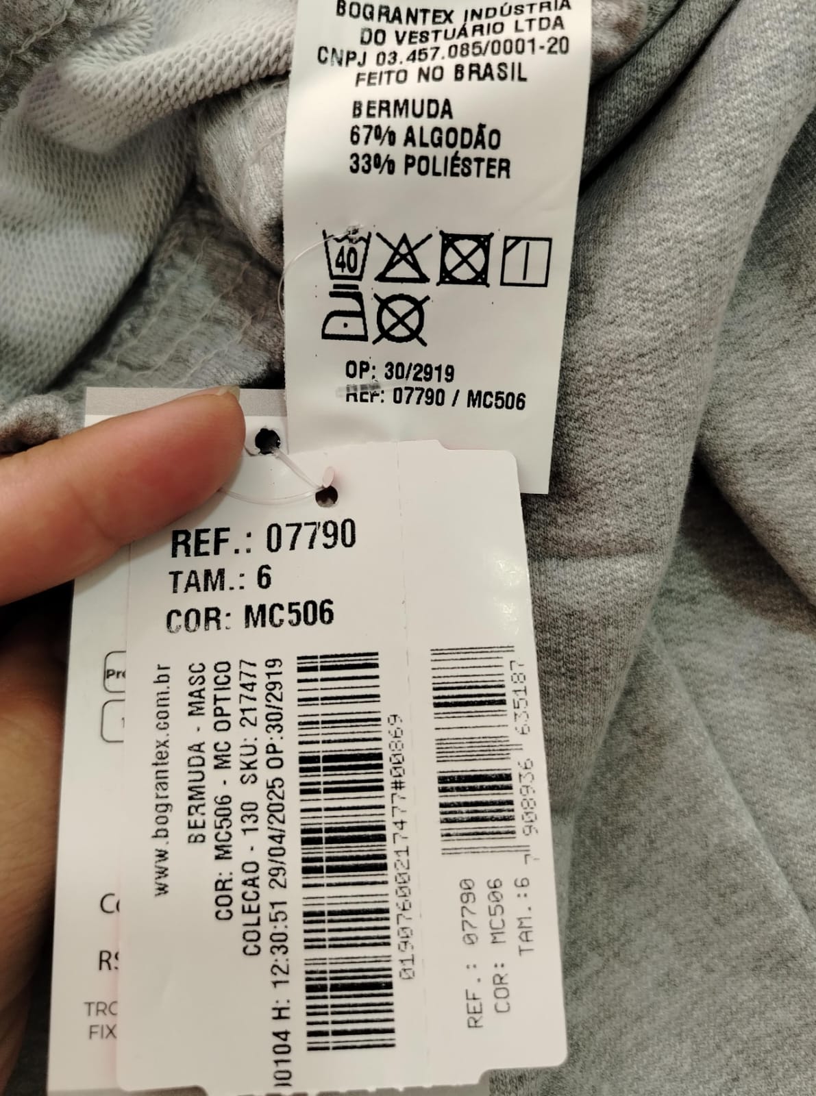 BERMUDA MASC INF MOLETOM BOLSO 07790 TAMANHO 6 - Imagem 4