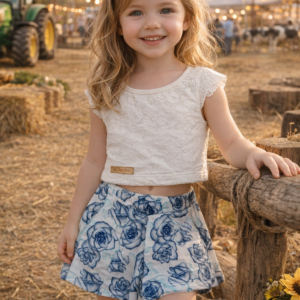 CONJ FEM CROPPED RENDA SHORTS ESTAMPADO 0657 TAMANHO 4