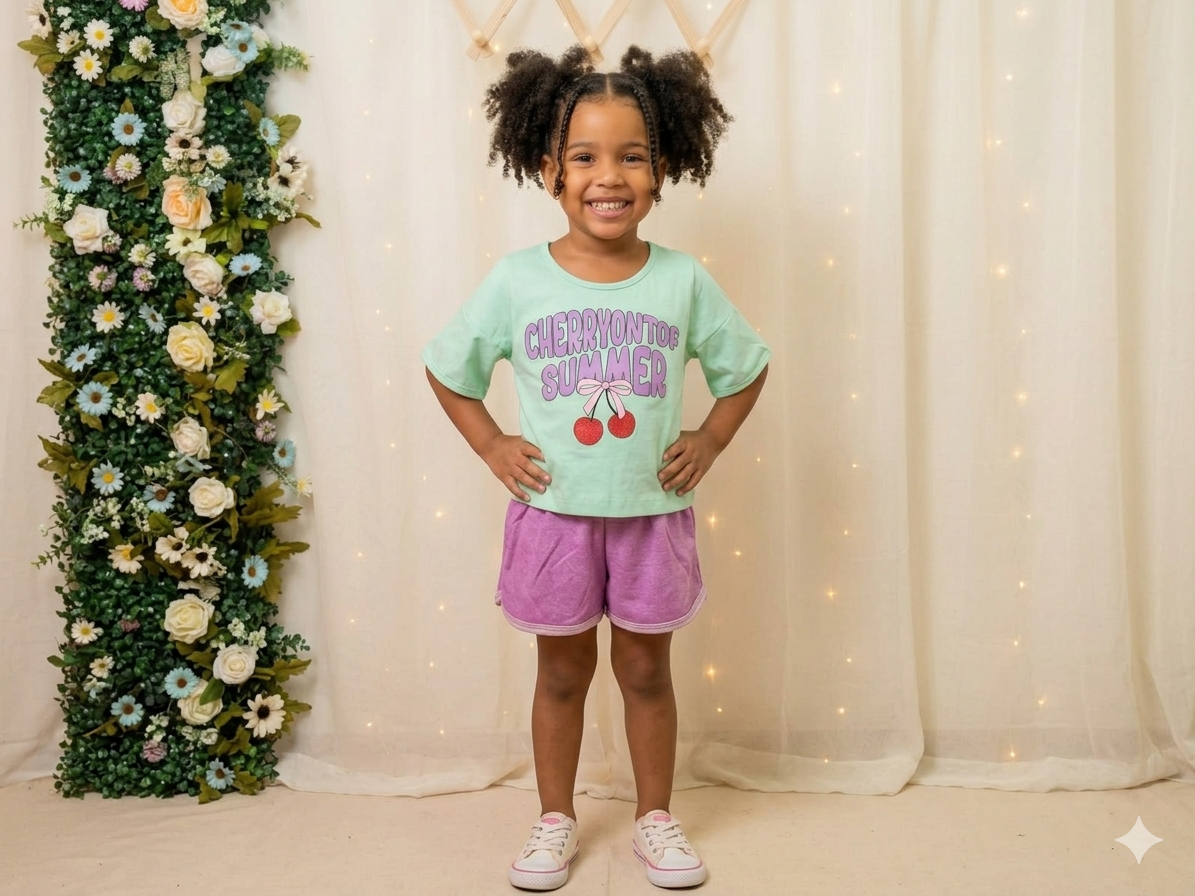 CONJ MC FEM INF SUMMER CEREJA 1084 TAMANHO 4