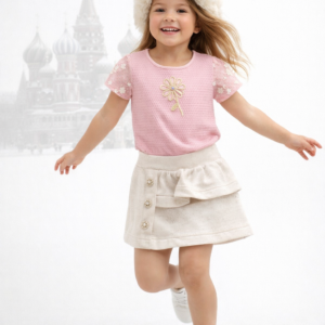 CONJ MC FEM INF BLUSA FLOR TULE 1AO4 REF2450072 TAMANHO 4