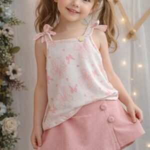 Conjunto Menina   Gole Gole Laços Rosa 09900601  Tamanho 4