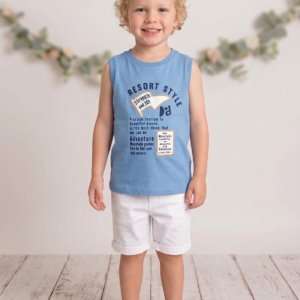 Regata Infantil Ding Dang Azul Estampa Resort Style  85150228 TAMANHO 4