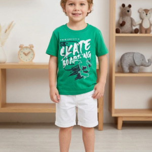 Camiseta Menino 41 Verde Estampa Skateboarding TAMANHO 4