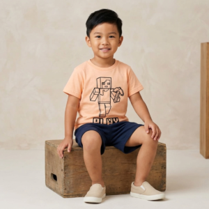 Conjunto Infantil Masculino Camiseta Play + Bermuda Marinho 098484 TAMANHO 4